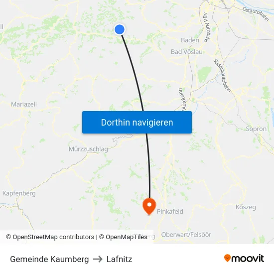 Gemeinde Kaumberg to Lafnitz map