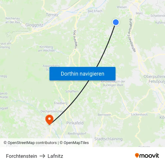 Forchtenstein to Lafnitz map