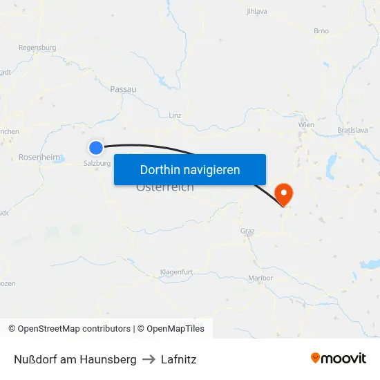 Nußdorf am Haunsberg to Lafnitz map