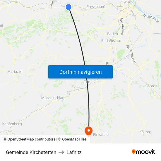 Gemeinde Kirchstetten to Lafnitz map