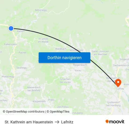 St. Kathrein am Hauenstein to Lafnitz map