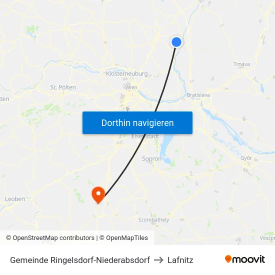 Gemeinde Ringelsdorf-Niederabsdorf to Lafnitz map