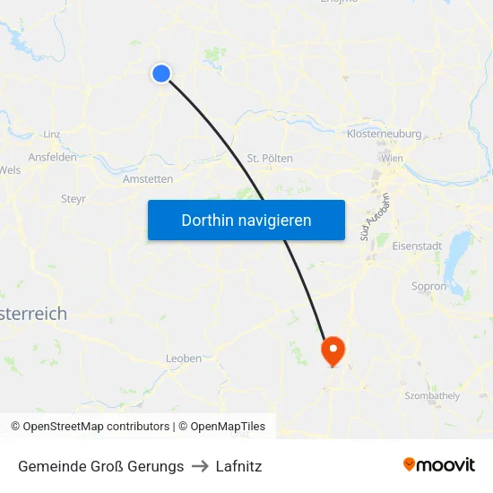 Gemeinde Groß Gerungs to Lafnitz map