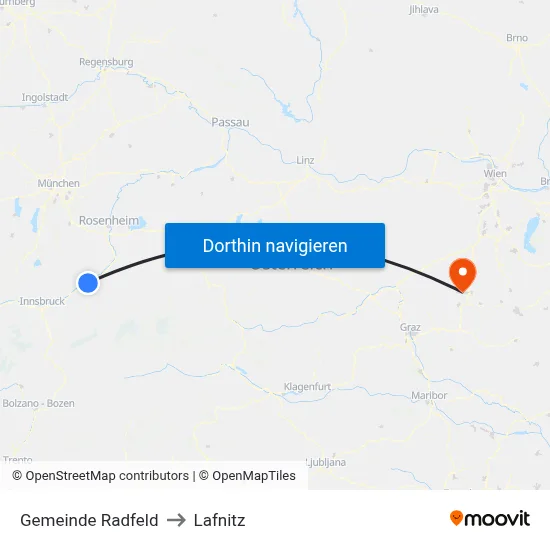 Gemeinde Radfeld to Lafnitz map