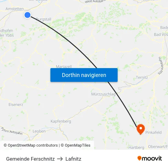 Gemeinde Ferschnitz to Lafnitz map