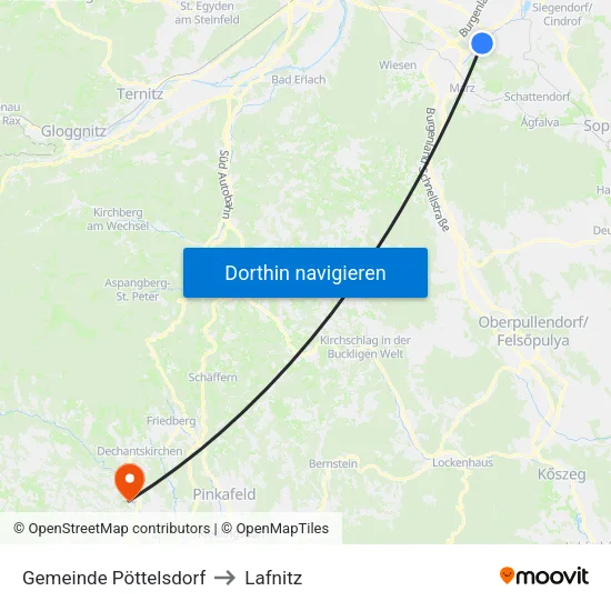 Gemeinde Pöttelsdorf to Lafnitz map