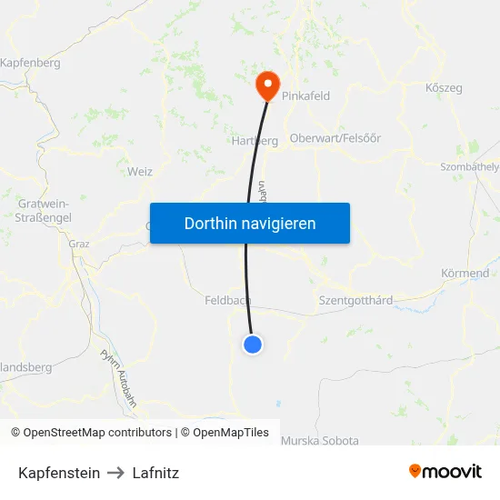 Kapfenstein to Lafnitz map