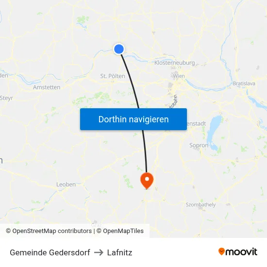 Gemeinde Gedersdorf to Lafnitz map