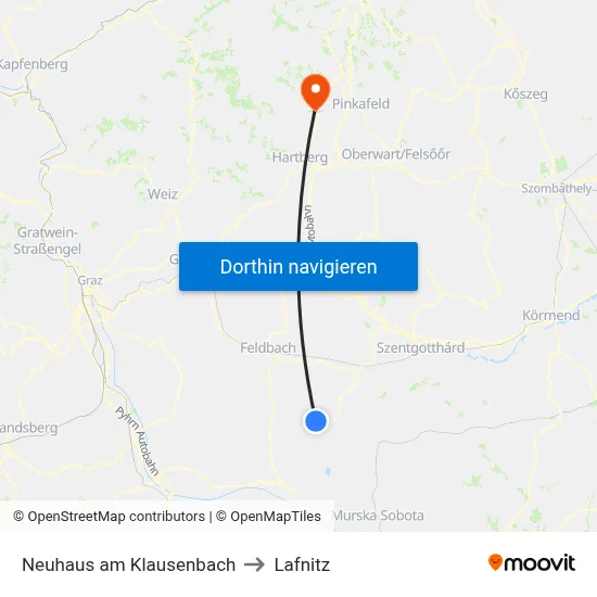Neuhaus am Klausenbach to Lafnitz map