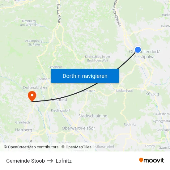 Gemeinde Stoob to Lafnitz map