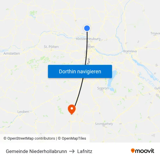 Gemeinde Niederhollabrunn to Lafnitz map