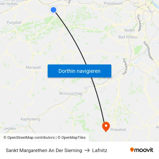 Sankt Margarethen An Der Sierning to Lafnitz map