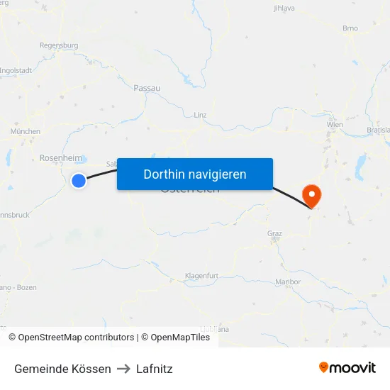 Gemeinde Kössen to Lafnitz map