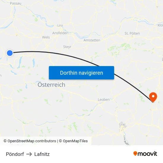 Pöndorf to Lafnitz map