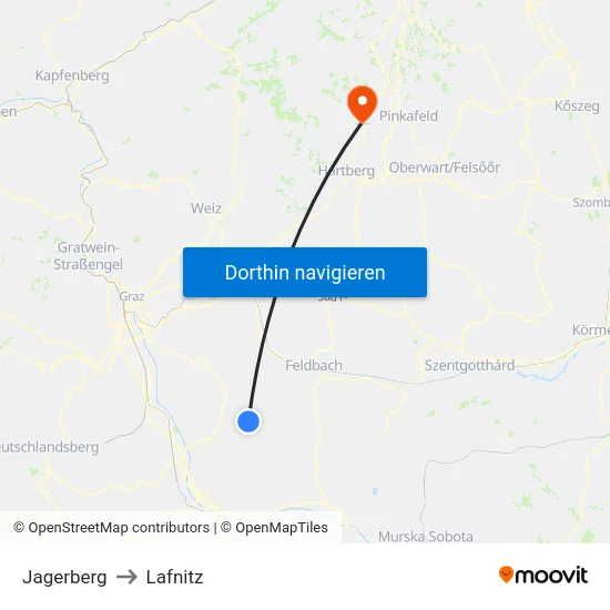 Jagerberg to Lafnitz map