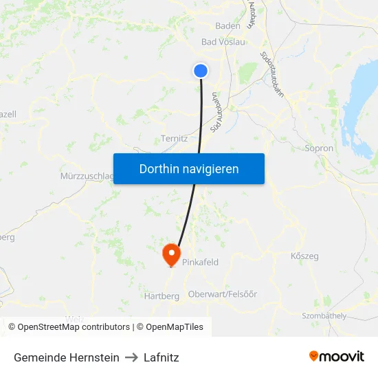 Gemeinde Hernstein to Lafnitz map