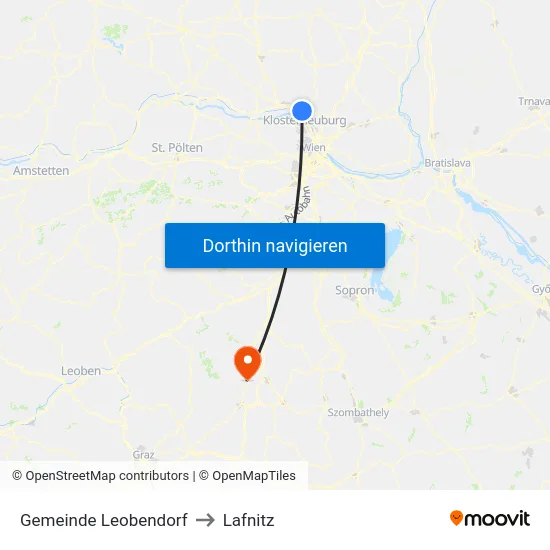 Gemeinde Leobendorf to Lafnitz map