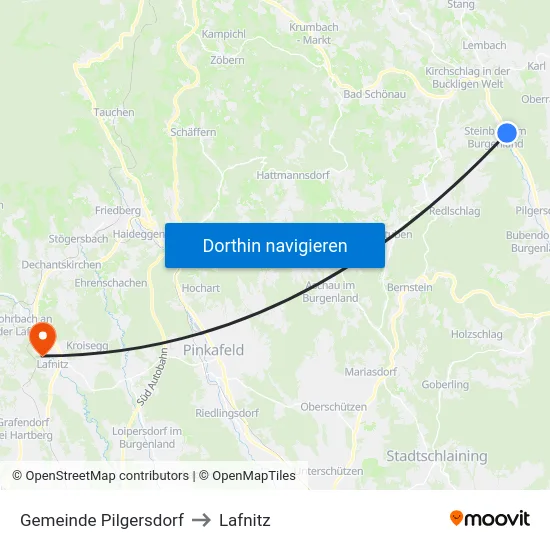 Gemeinde Pilgersdorf to Lafnitz map