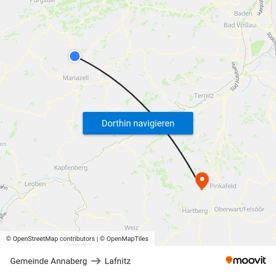 Gemeinde Annaberg to Lafnitz map