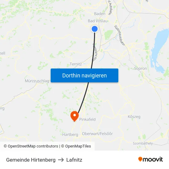 Gemeinde Hirtenberg to Lafnitz map