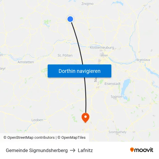 Gemeinde Sigmundsherberg to Lafnitz map