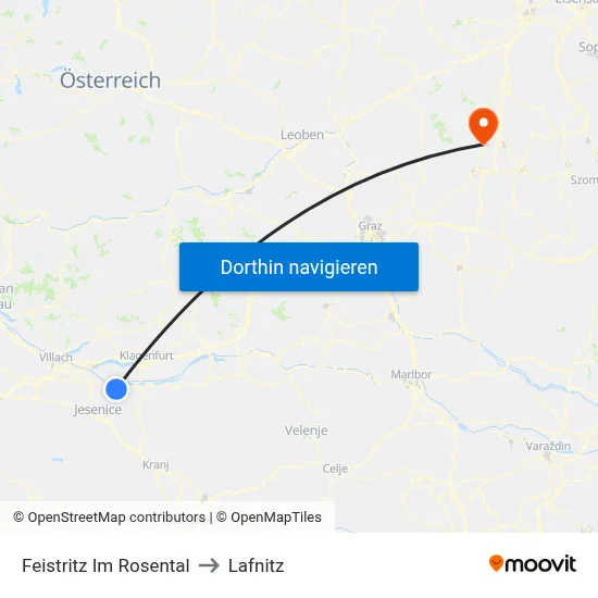 Feistritz Im Rosental to Lafnitz map