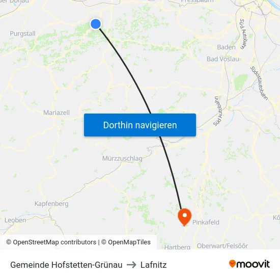 Gemeinde Hofstetten-Grünau to Lafnitz map