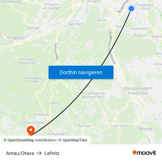 Antau/Otava to Lafnitz map