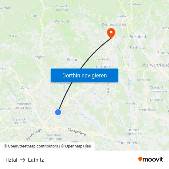 Ilztal to Lafnitz map