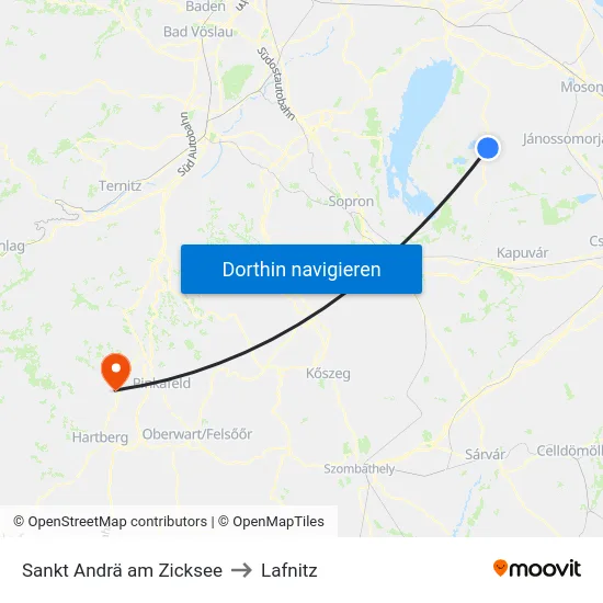 Sankt Andrä am Zicksee to Lafnitz map