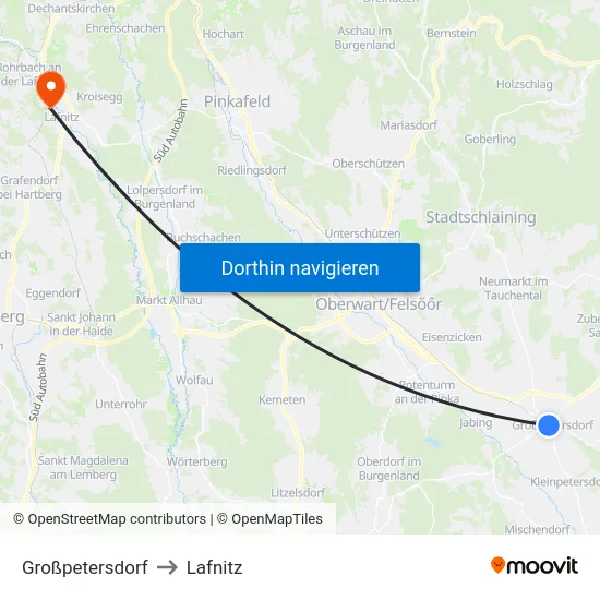 Großpetersdorf to Lafnitz map