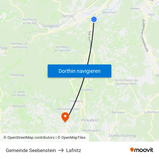 Gemeinde Seebenstein to Lafnitz map
