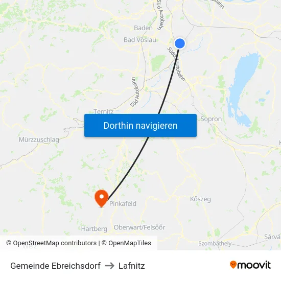 Gemeinde Ebreichsdorf to Lafnitz map