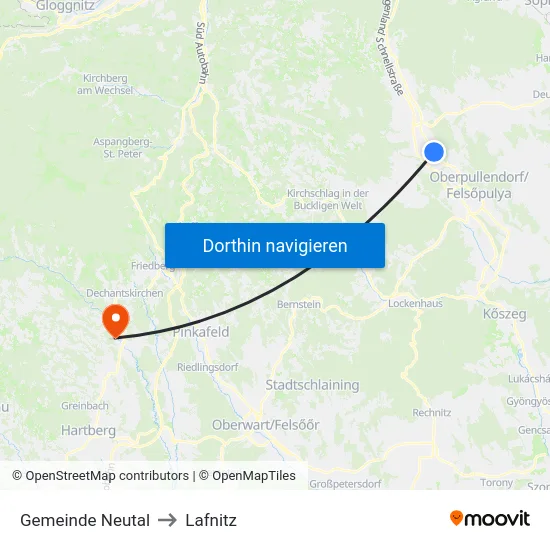 Gemeinde Neutal to Lafnitz map