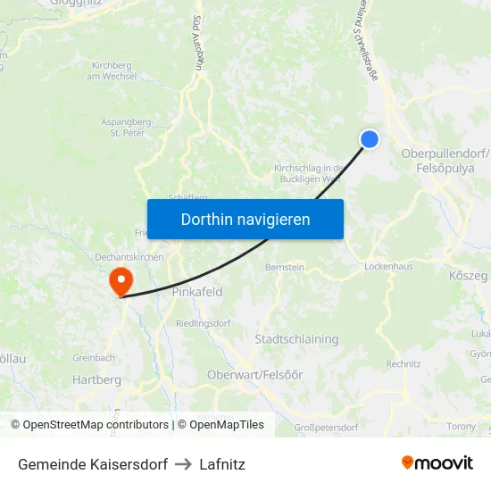 Gemeinde Kaisersdorf to Lafnitz map