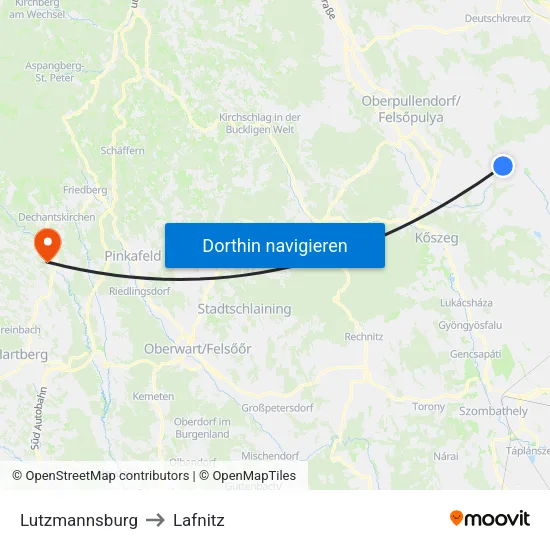 Lutzmannsburg to Lafnitz map