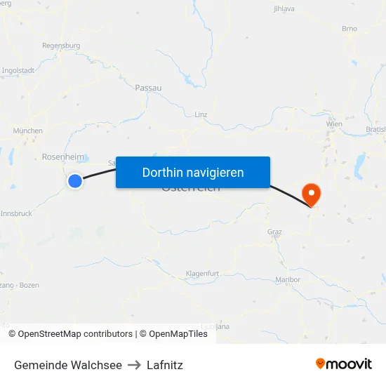 Gemeinde Walchsee to Lafnitz map