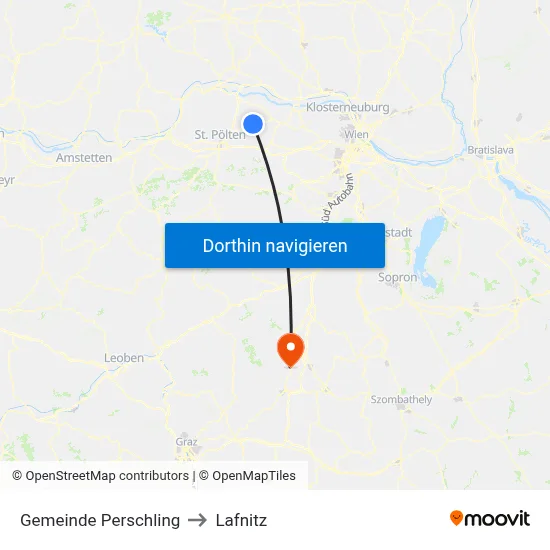 Gemeinde Perschling to Lafnitz map