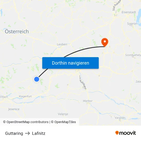 Guttaring to Lafnitz map