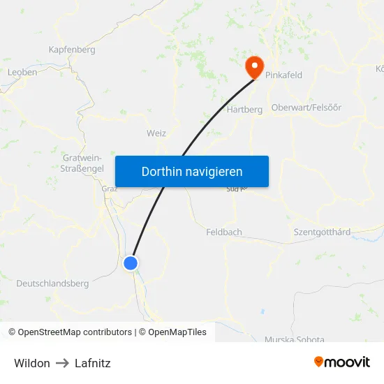 Wildon to Lafnitz map