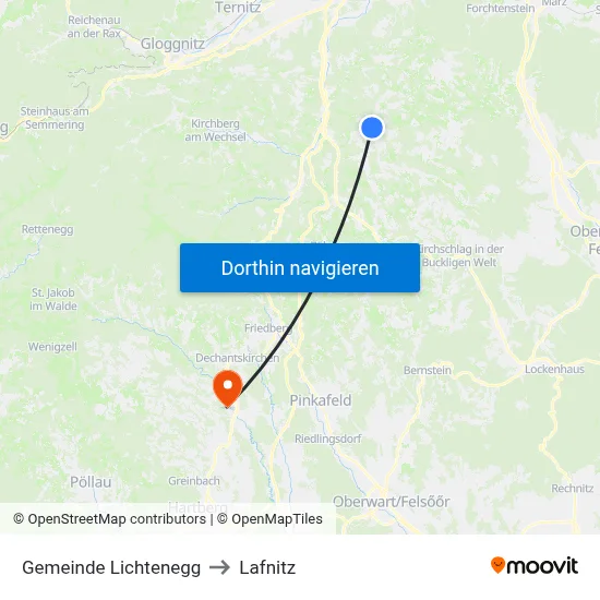 Gemeinde Lichtenegg to Lafnitz map