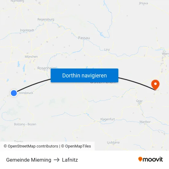 Gemeinde Mieming to Lafnitz map