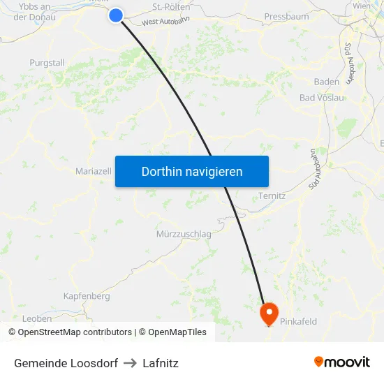 Gemeinde Loosdorf to Lafnitz map