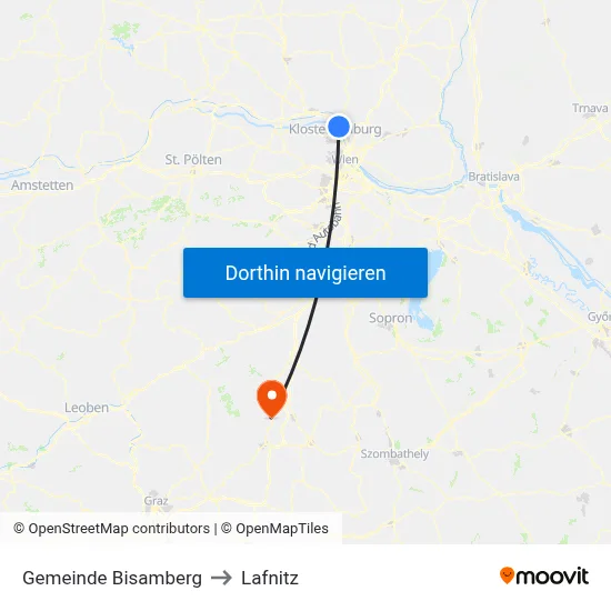 Gemeinde Bisamberg to Lafnitz map