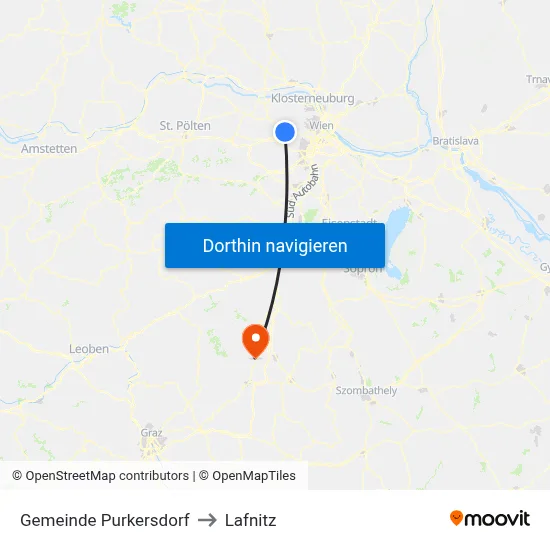 Gemeinde Purkersdorf to Lafnitz map