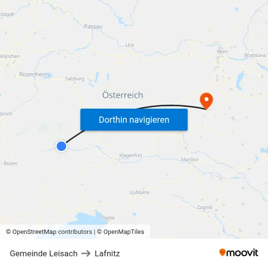 Gemeinde Leisach to Lafnitz map