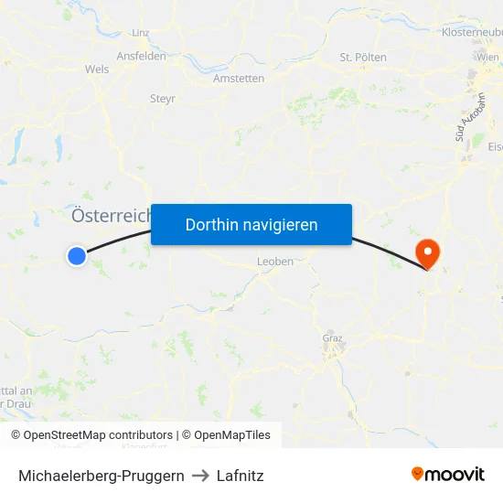 Michaelerberg-Pruggern to Lafnitz map
