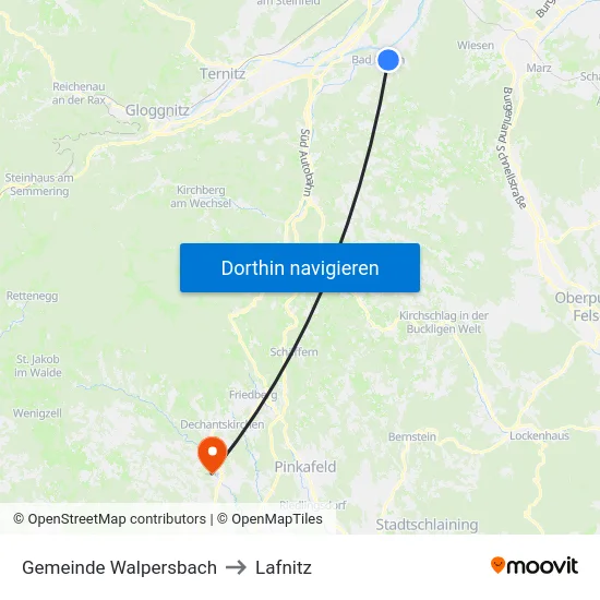 Gemeinde Walpersbach to Lafnitz map