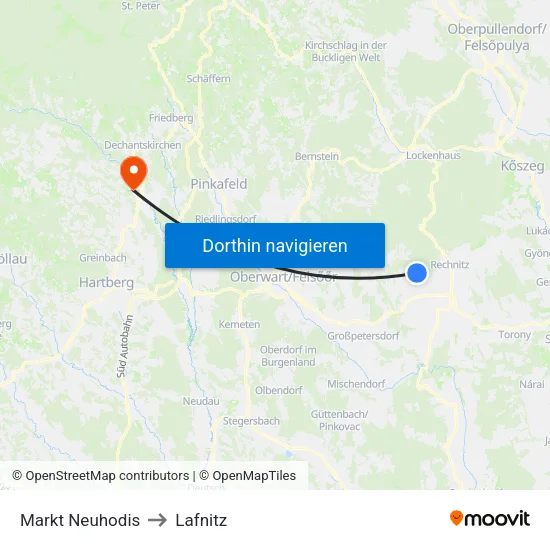 Markt Neuhodis to Lafnitz map