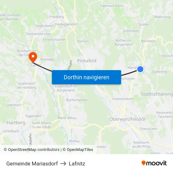 Gemeinde Mariasdorf to Lafnitz map